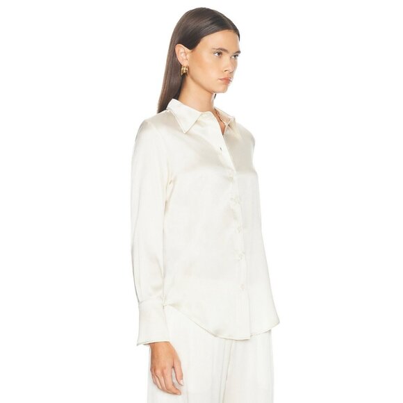 SABLYN Vincent B Slim Fit Button Down Top Gardenia White - Picture 2 of 4